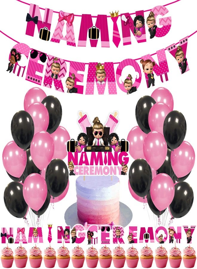 Zyozique 41 Pcs -Girl Boss Baby Theme Naming Ceremony Decoration/Naming Ceremony Decoration Items for Baby/Naming Ceremony Decoration - Colour Pink - Image 1